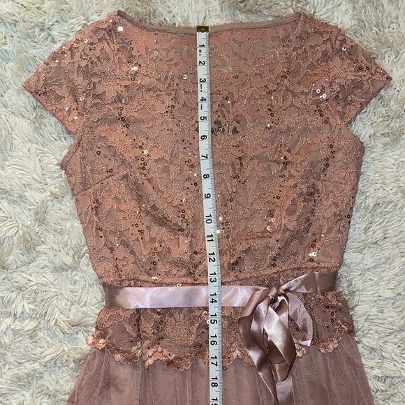 Candalite Petite lace sequin Long Pink Dress - Picture 8 of 8